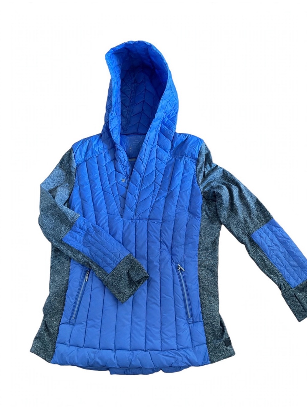 Calvin Klein Royal Blue Down Hooded Mixed-Fabric Jacket - Size Large